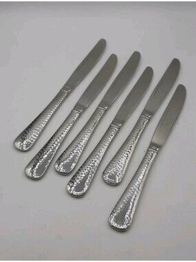 Reed & Barton Hammered Everyday 18/10 Stainless Steel 6 Dinner Knives NEW